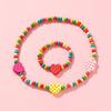 Süßes buntes Kinder-Schmuckset im koreanischen Stil: Holzperlenarmband & Halskette