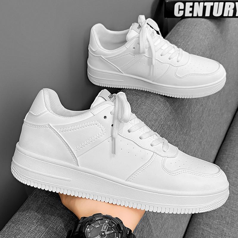 Men's Sneakers Casual Sports Shoes for Men Lightweight PU Leather Breathable Shoe Mens Flat White Tenis Shoes Zapatillas Hombre