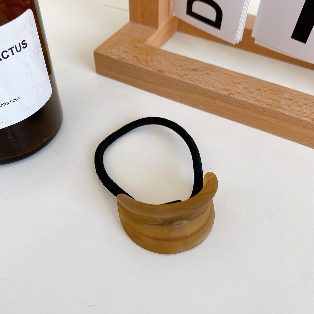 Duowei Jewelry Style Simple Matte Wood Grain Girl Ponytail Hair Band Geometric Arc High Elastic Female Headrope