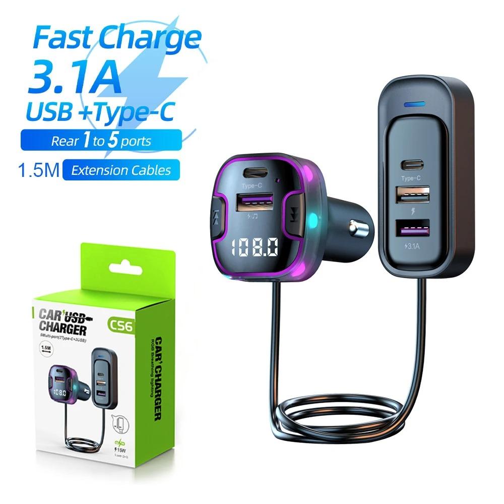 Bluetooth 5.3 FM Transmitter Handsfree Car Radio Modulator MP3 Player With USB Super Quick Charge Adapter for Car Accessories