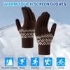 1 Pair Winter Warm Knitted Gloves for Women Men Touch Screen Full Finger Gloves Cold Weather Windproof Thicken Gloves for Skiing Cycling Hiking