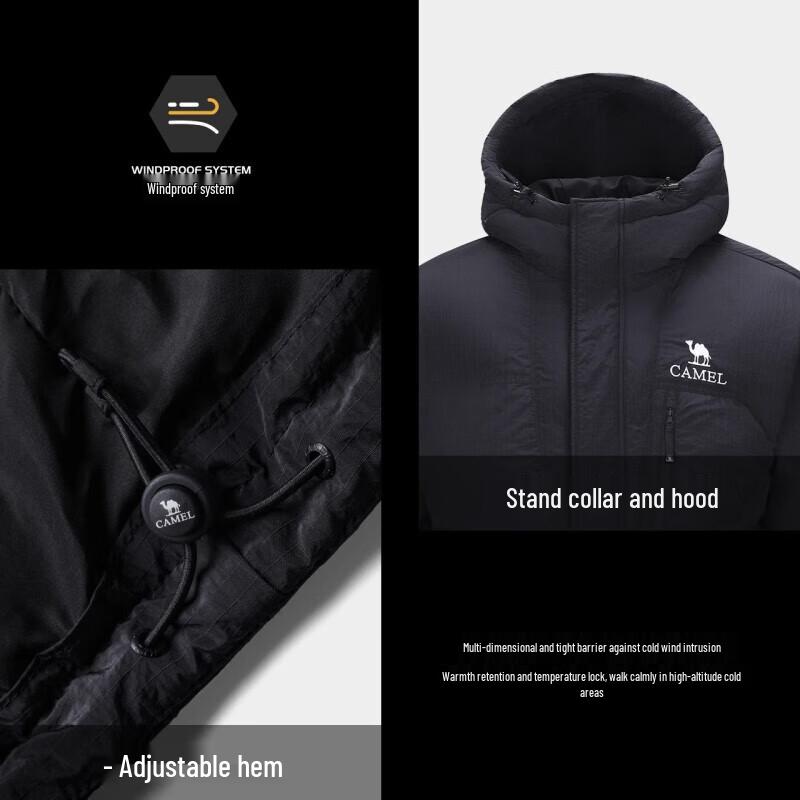 Camel Unisex Hooded Puffer Down Jacket A34CA6B792