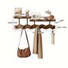 Wall Mounted Coat Rack with Hooks, No Drill Adhesive Wooden Entryway Organizer for Hats Bags, Space Saving Wall Hanger Bedroom