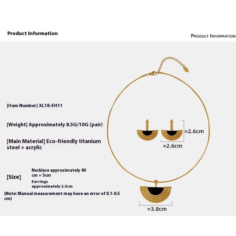 French Design Earrings Necklace Set Female Classical Egyptian Stud Earrings Metal Temperament Versatile