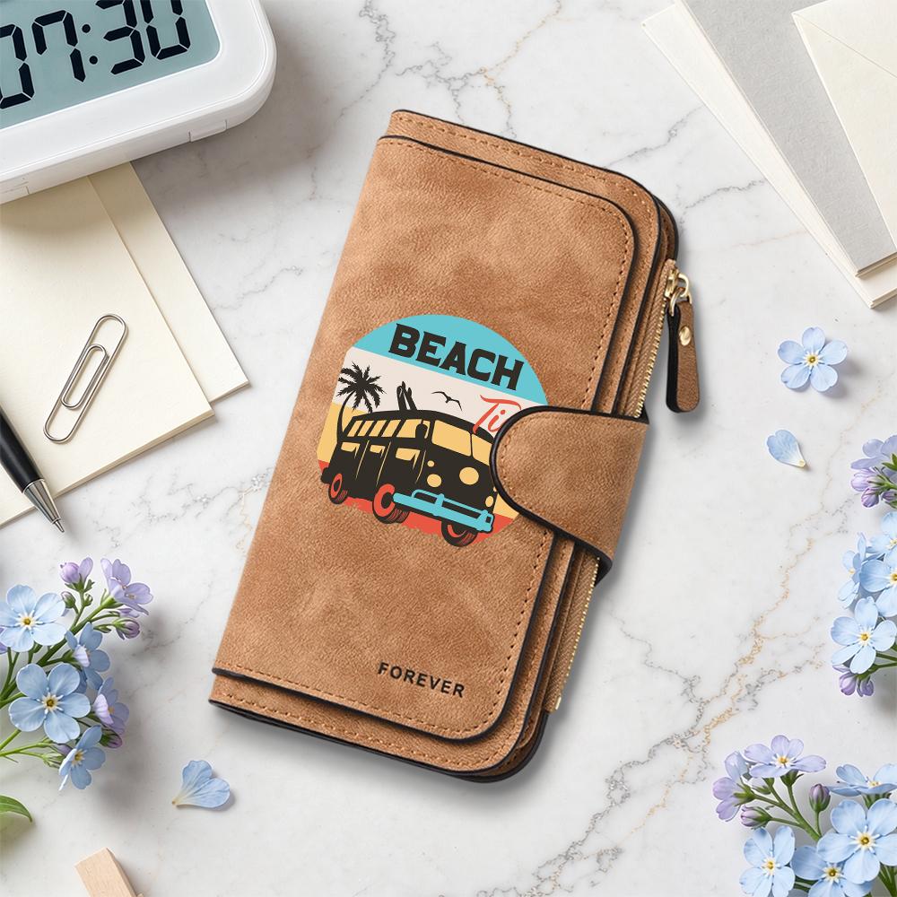 Beach Pattern Wallet Forever Retro Leisure Fashion Multi-card Slot Portable Daily Use Purse