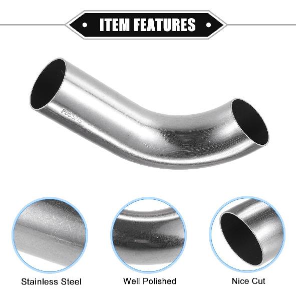 Bend Elbow Pipe Tube, 1.25" OD 4.72" 2.56" Leg 90 Degree DIY Exhaust Pipe Intercooler Air Intake Tube Universal for Car Automotive Durable 304