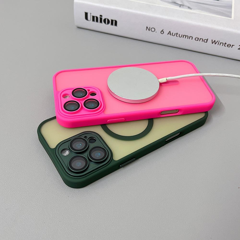 Magnetic Luxury Matte Translucent Armor Shockproof Case for IPhone 16 15 14 13 12  Pro Max for Magsafe Wireless Charge Cover