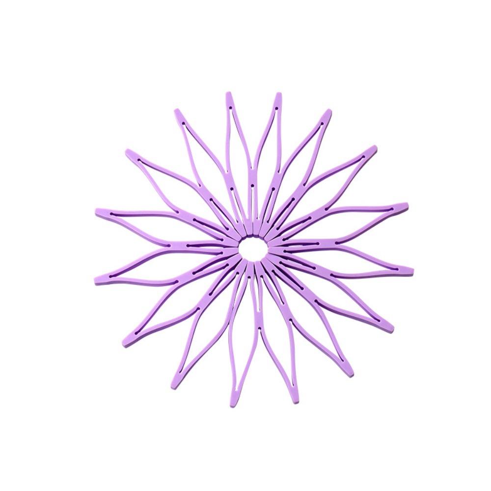 

2 шт. Складная силиконовая подставка Нескользящий гибкий коврик для чашки Компактный термостойкий чехол на ручку кастрюли Миска фиолетовый