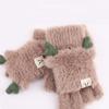 Winter Women Adult Plus Velvet Thickening Cute Cartoon Point Finger Gloves