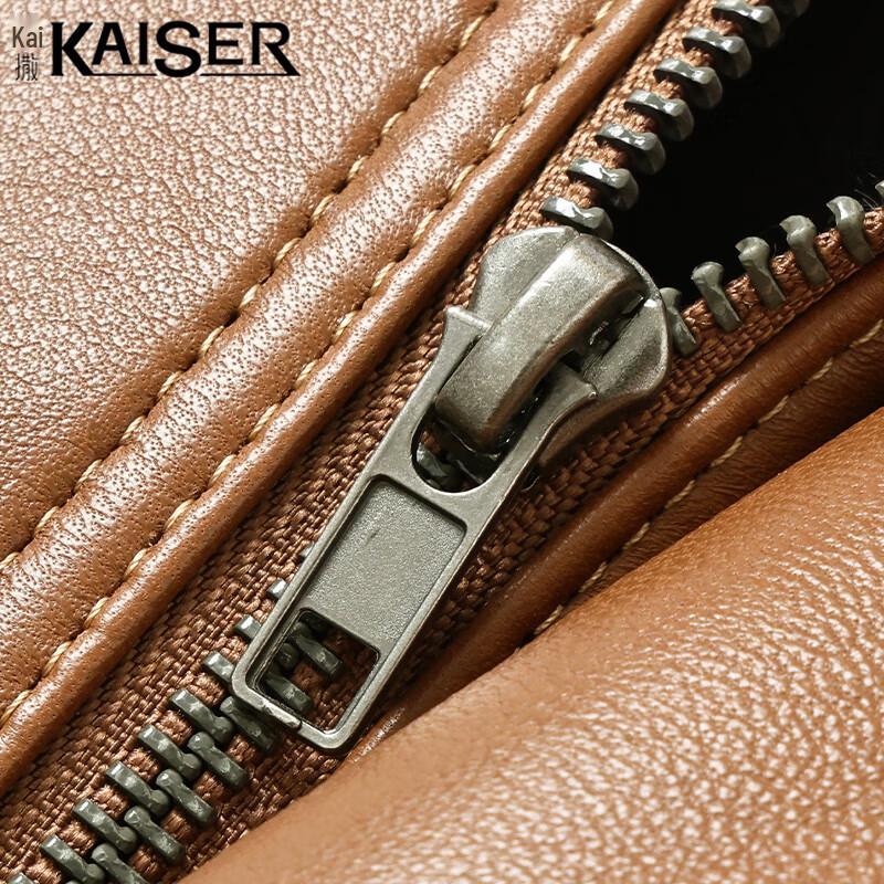 Kaiser Men's Lambskin Stand-Collar Motorcycle Leather Jacket