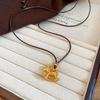 Maillard Tiger Eye Bead Round Pendant Necklace - Retro Casual Style Sweater Chain, Simple and Versatile.