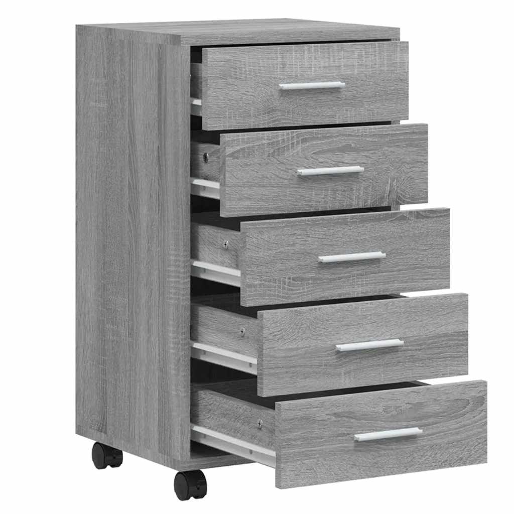 Drawer Cabinet with Casters Gray Sonoma Wood Based Material