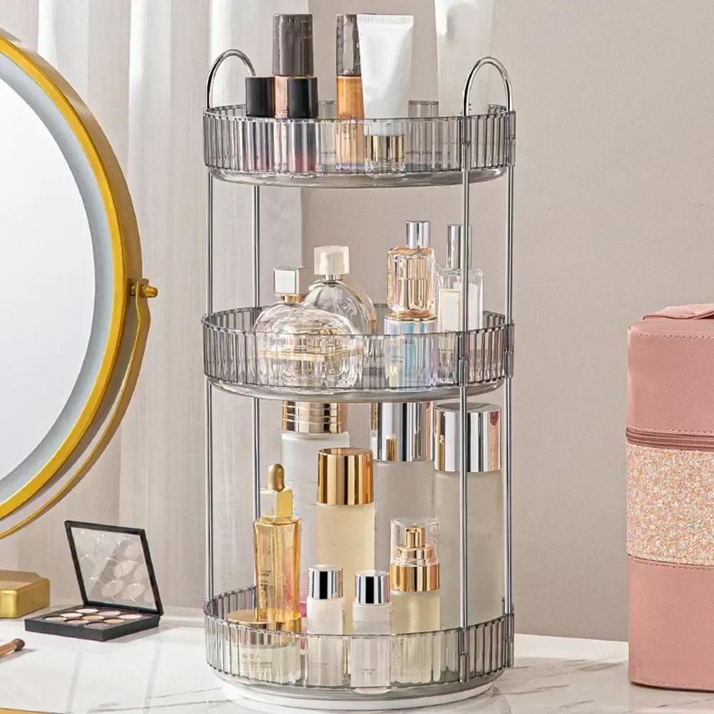 360° Rotatable Desktop Cosmetic Rack Bathroom Shelf Large-capacity Perfume Aromatherapy Skin Care Product Storage Rack Organizer
