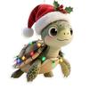 Turtle Shape Christmas Ornament with Santa Hat 2D Acrylic Xmas Tree Decor for Indoor