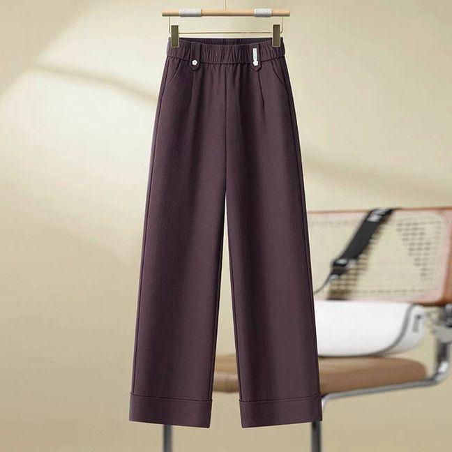 High-Waisted Woolen Wide-Leg Pants: Slimming, Straight-Leg, Petite, and Casual for Early Autumn