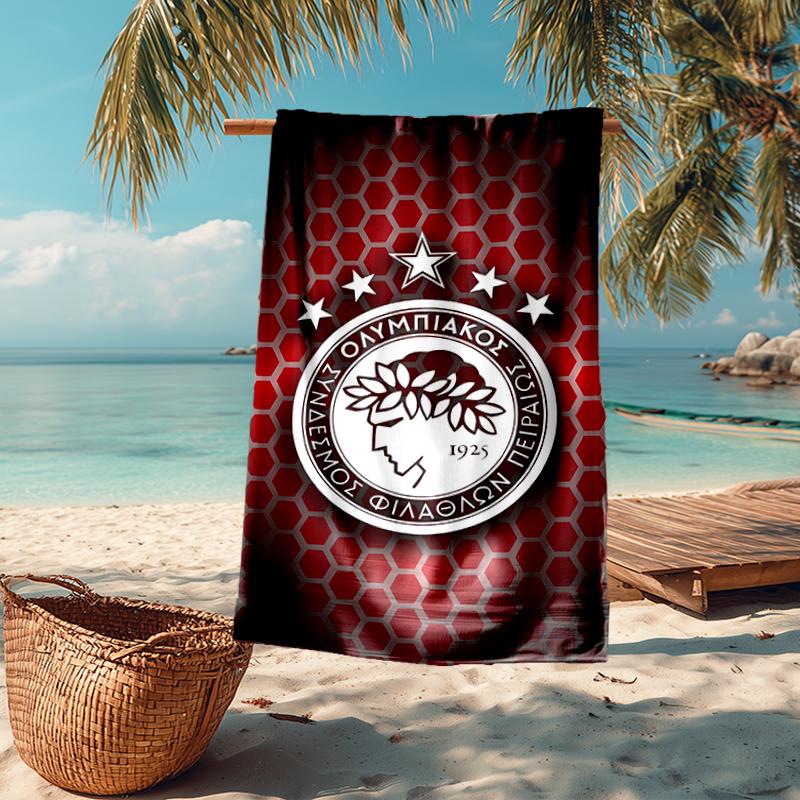 Ultra-weiches Strandtuch mit Olympiakos-Thema, ideal für Pool - Camping, Tauchen - Perfekter Reisebegleiter, Lebendiges Strandtuch.