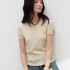 Spring Summer Short Sleeve Women Knitted Base Shirt Basic Inner Wear Slim Top