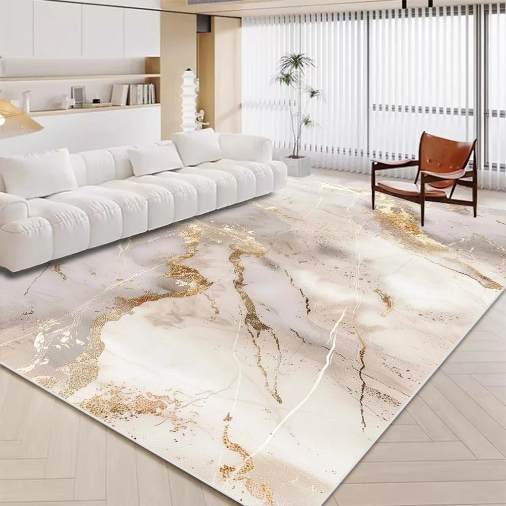 Luxury White Marble Carpet for Living Room Nordic Gold Decoration Home Tapis Non-slip Washable Rugs for Bedroom Ins Floor Mat