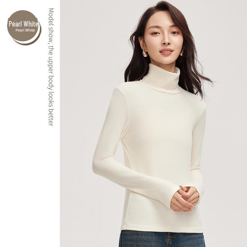

Женская шерстяная водолазка Meiyabi, воротник-стойка, облегающий топ в корейском стиле с длинными рукавами M жемчужина белый