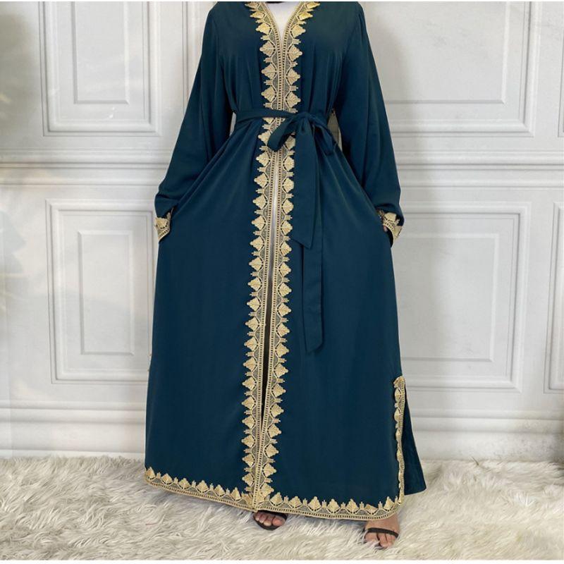 

2022 Новая Мода Вышитый Халат Повседневный Кардиган Длинное Платье Dark green M