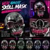 LED Leuchtende Totenkopfmaske Halloween Kostümzubehör Leuchtende Skelett Gesichtsabdeckung mit Mundnaht Design für Party- und Event-Nutzung