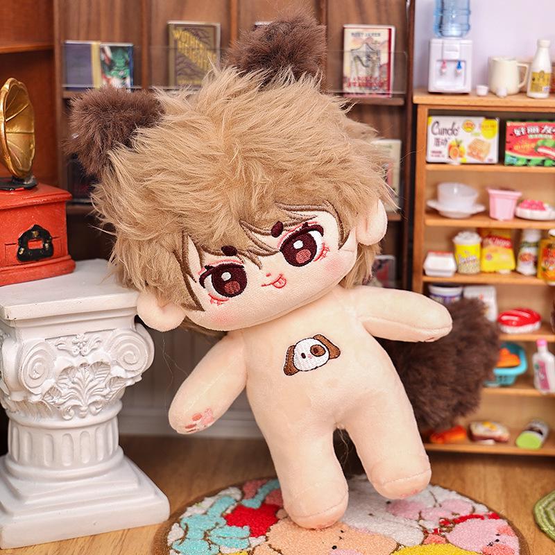20cm Cotton Star Doll with Skeleton & Frizzy Hair - Nude Plush Doll