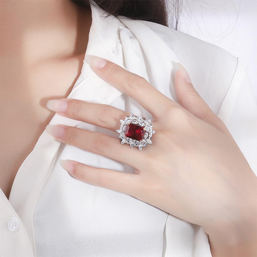 Μόδα 18k Επιχρυσωμένο 10 *14mm Φανταχτερό Ζωηρό Δαχτυλίδι με πολύεδρη πολύτιμη πέτρα Για Γυναίκες Δώρο Επετείου Κοσμήματα από Ασήμι 925
