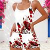 Women Plus Size Green Clover Tie Dye Printed Scoop Neck Strappy Tank Top Shorts Set