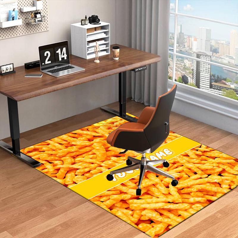 1PC Custom Name "Cheese Puffs Delight" Theme Floor Mat Ideal for Living Room, Game Rooms, Office, Bedroom, Floor Mat Playful Design