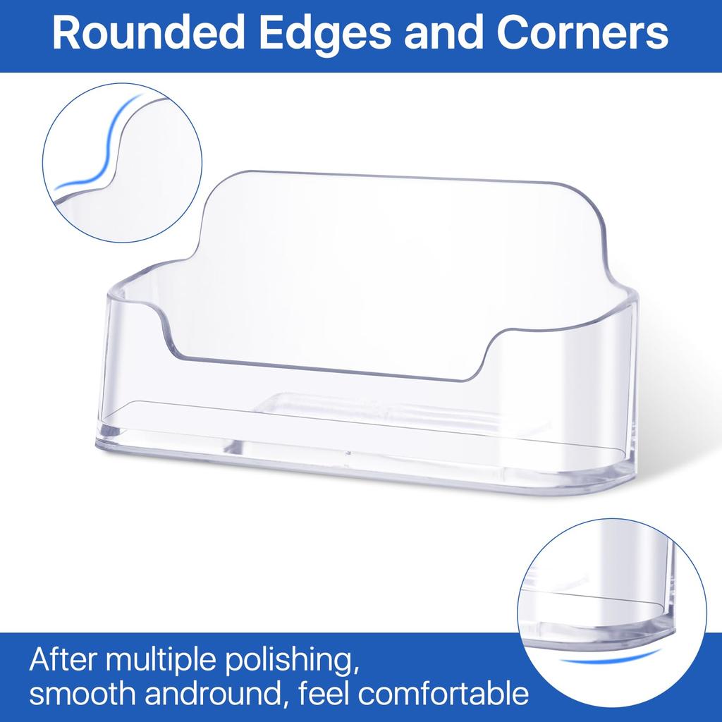 24 Pieces Clear Acrylic Business Card Holder L 3.8 x W 0.86 x H 1.8in Fits 30 to 50 Cards Per Holder Desktop Card Display Stand for Office Exhi