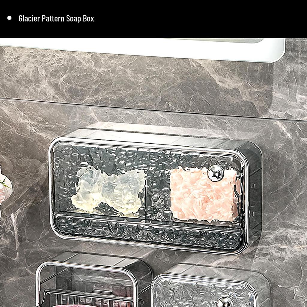 Wall-Mount Luxury Soap Dish with Lid & Drainage for Bathroom