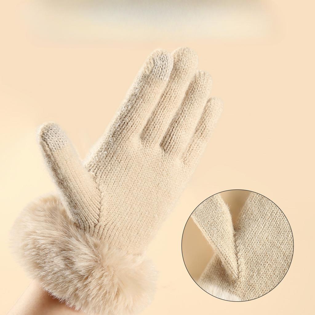 Winter Women Knit Gloves Minimalist Fashion Office Warm Gloves Windproof Riding Outdoor Gloves