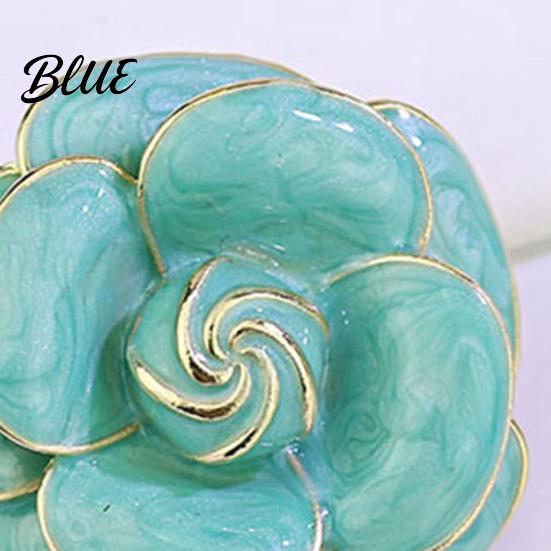 Sweater Scarf Brooch Button Camellia Shape Alloy with Glossy Glaze
