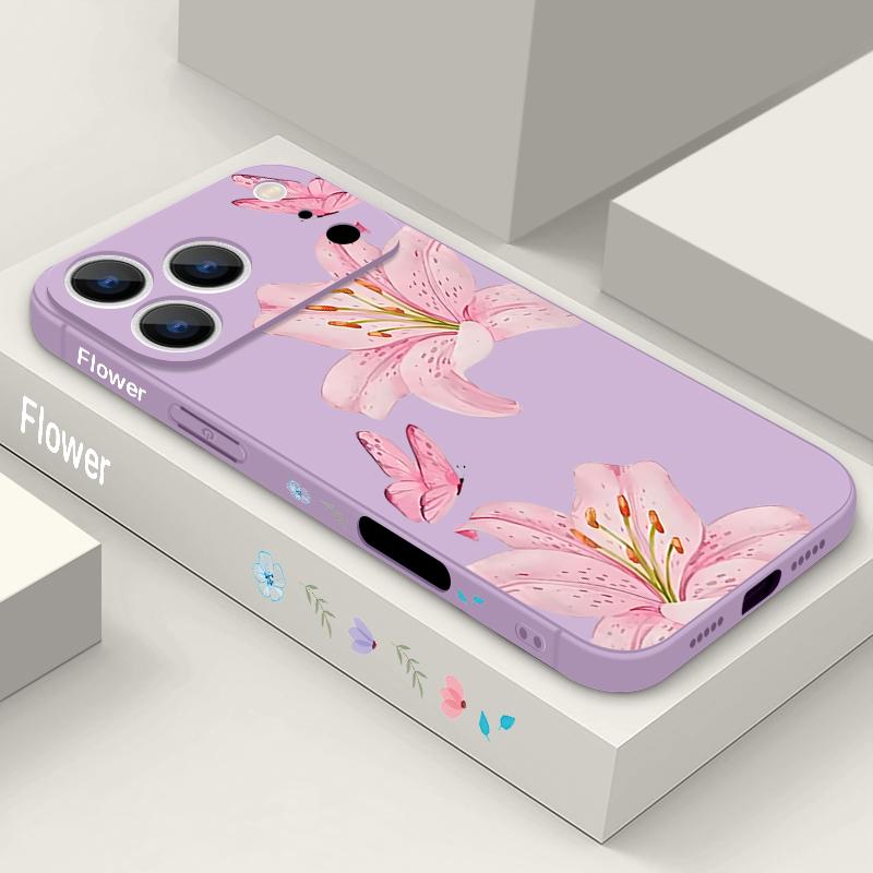 Romantic Rose Flower Pattern Lanyard Case For iPhone 17 Pro Max iPhone 16 15 14 13 Pro Max 11 16E 17E Soft Silicone Phone Back Cover