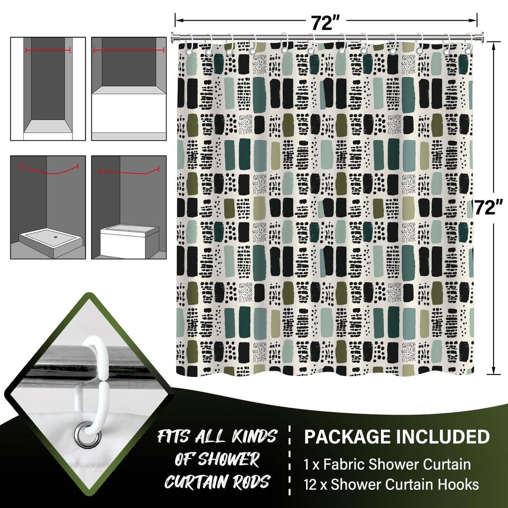 Bohemian Shower Curtain Sage Green Shower Curtain Sage Bathroom Curtain Green Shower Curtain With 12 Hooks