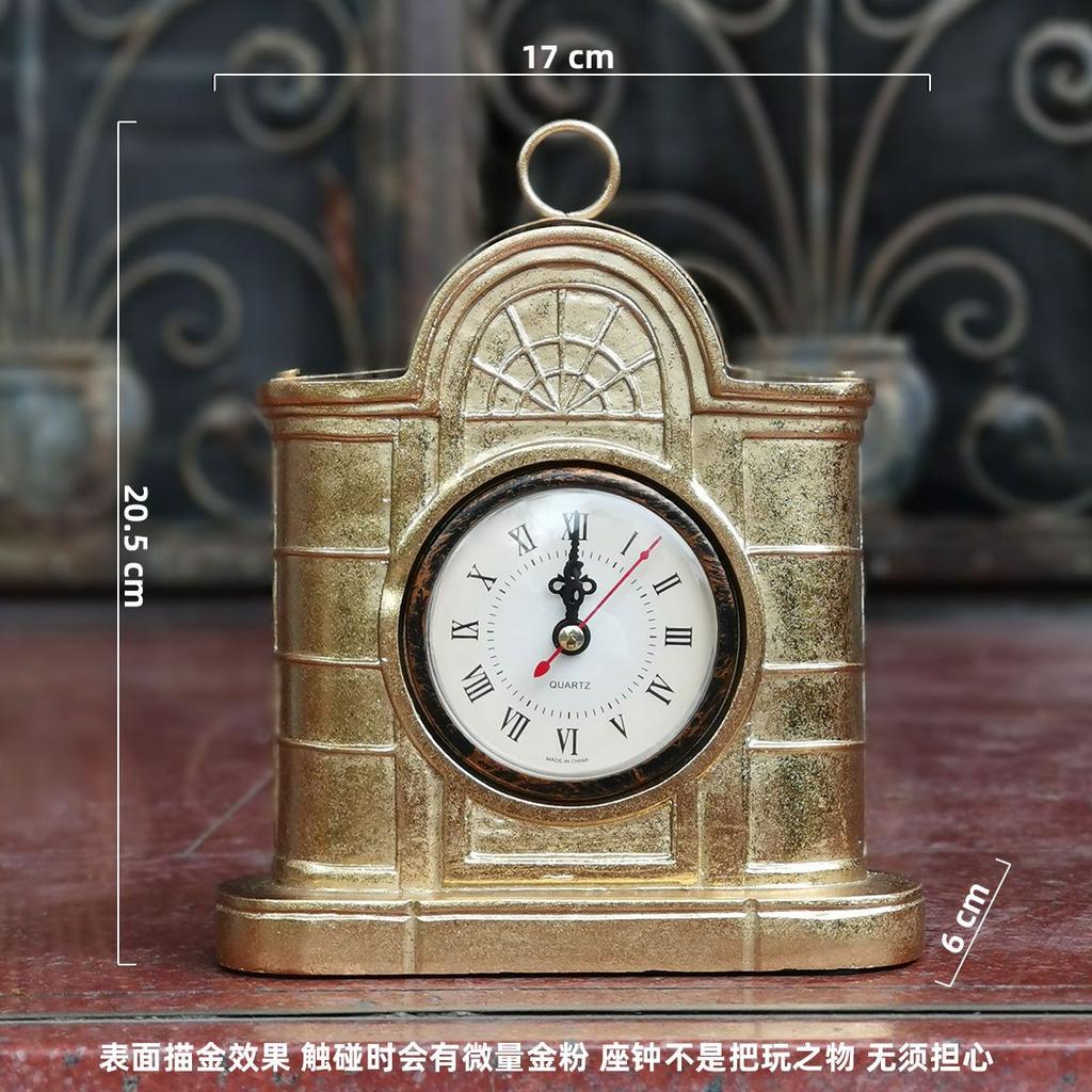 European Resin Desk Clock Vintage Clock American Living Room Fireplace TV Cabinet Creativity Ornaments Home Table Clock