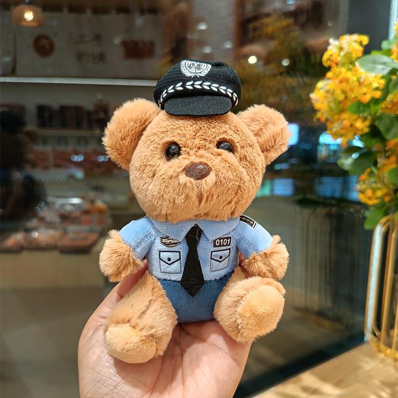 

Новый стиль Мишка дорожной полиции Плюшевый брелок Кукла Униформа Мишка-полицейский Подарок Кукла полицейского Подвеска для сумки 14cm