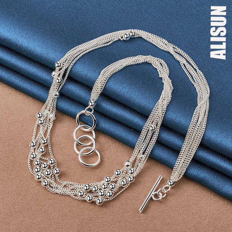 925 Sterling Silver Small Bead Grape Necklace Fashionable Wedding Jewelry