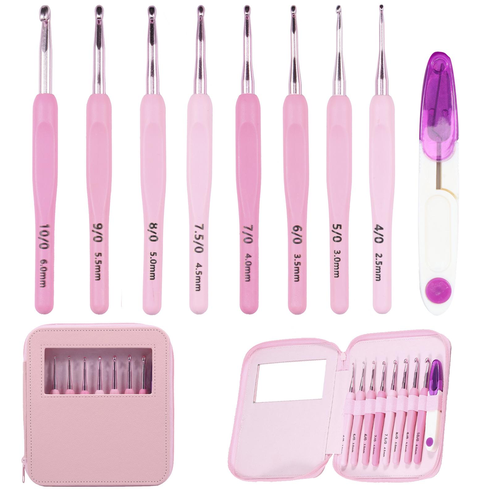 8pcs Crochet Hook Set 2.5 To 6mm Crochet Hooks Kit Ergonomic Soft Handles Crocheting Needles Kit Knitting Tool Pink Crochet Hook