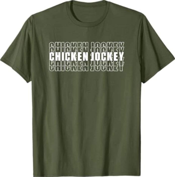 Funny Chicken Jockey Stacked Repeat Font Fun Gag Meme Humor T-Shirt M
