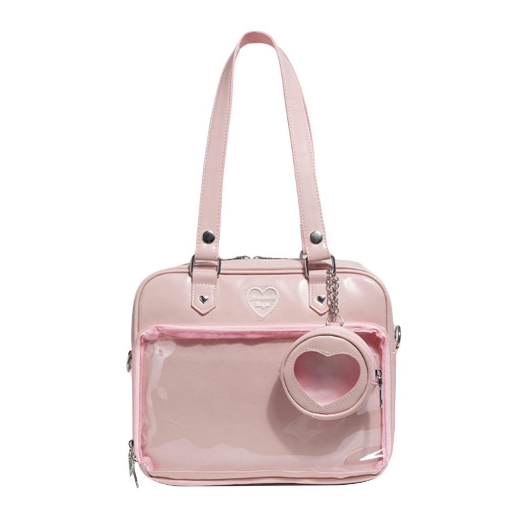 Creative Large Capacity Ita Bags Harajuku PU Tote Bag JK Sweet Messenger Bag Travel Lolita Shoulder Bag Transparent Handbag