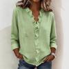 Spring Women's Wood Ear Trim Long Sleeve Cotton Shirt