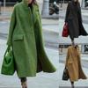 2026 New Women's Long Wool Blend Coat, Oversized Solid Color Casual Overcoat for Autumn Winter, Plus Size Warm Trench Coat