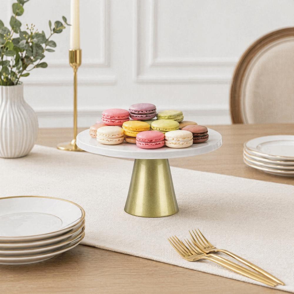 2pcs Smooth Iron Cake Stand Set Round Gold Finish Dessert Display Stand European Style Stable Base Pedestal Tray Cake Display