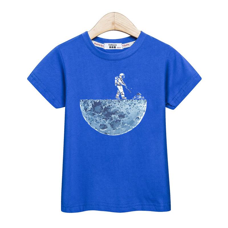 Astronaut New Cartoon T-shirt Boys Summer Shirt Children Short Sleeved Tops Spaceman Clothes