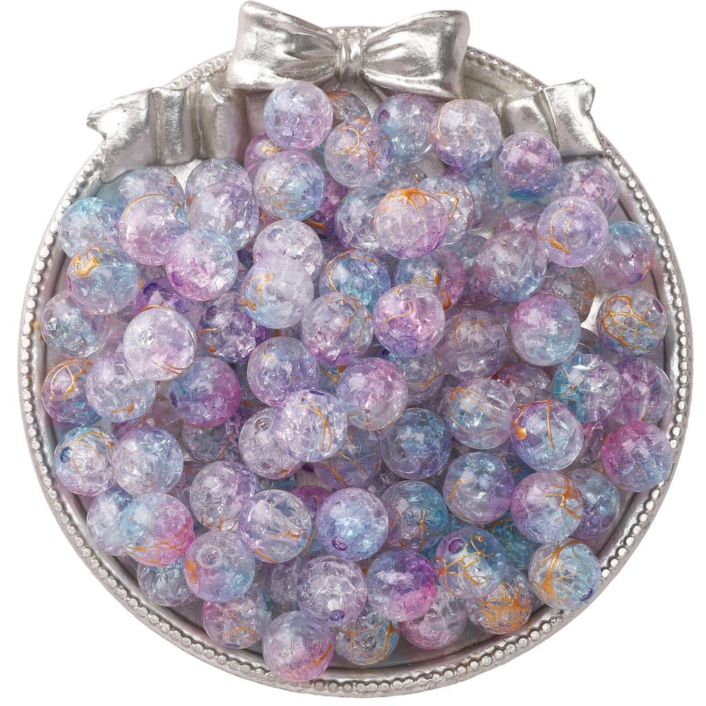 8mm/10mm Cracked Patterned Beads Irregular Color Acrylic Beads For DIY Jewelry Making