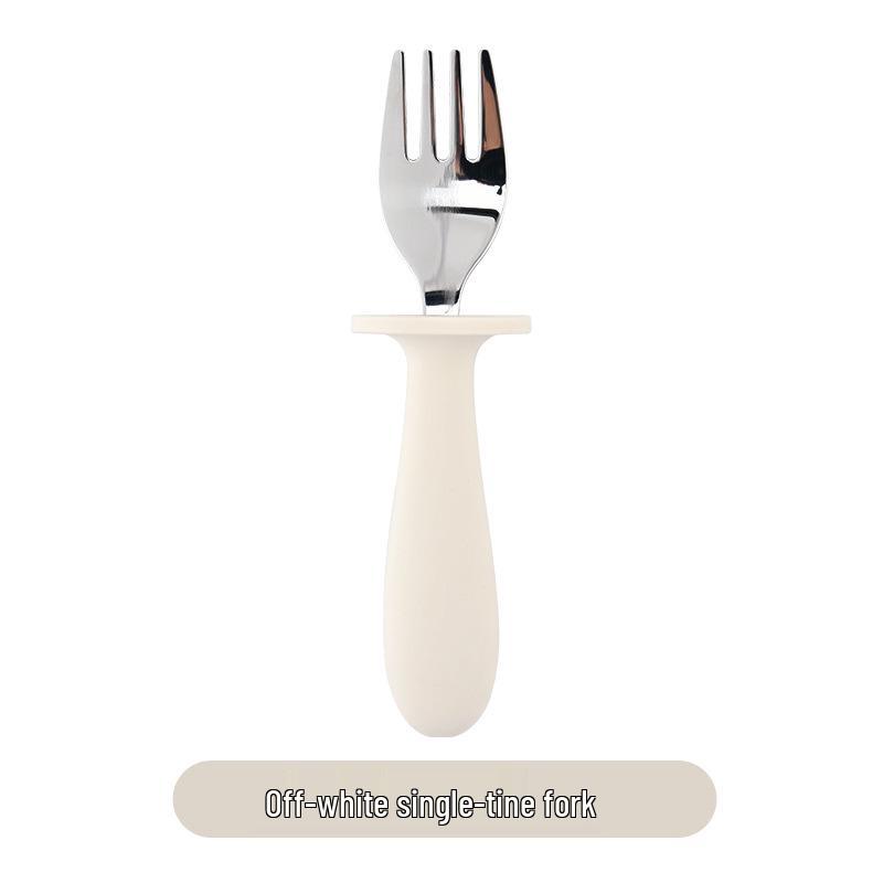 304 Stainless Steel Baby Feeding Set: Long-Handled Silicone Fork & Spoon