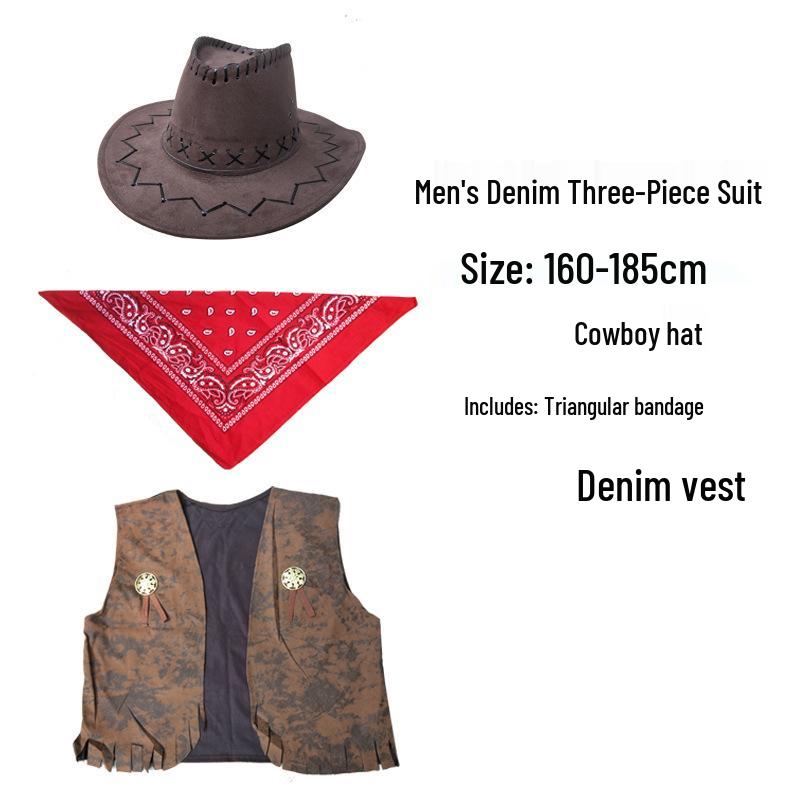 Western Cowboy Halloween Costume Set for Adults & Children - Perfect for Parent-Child Performances