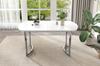 Extendable Dining Table 140/180 x 80 cm, Modern Style, High-Strength Alloy Bracket, Suitable for 4-6 People, White + Silver-Plated Table Legs