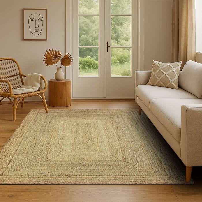 Tapis salon en jute tressé naturel artisanal 80x300
